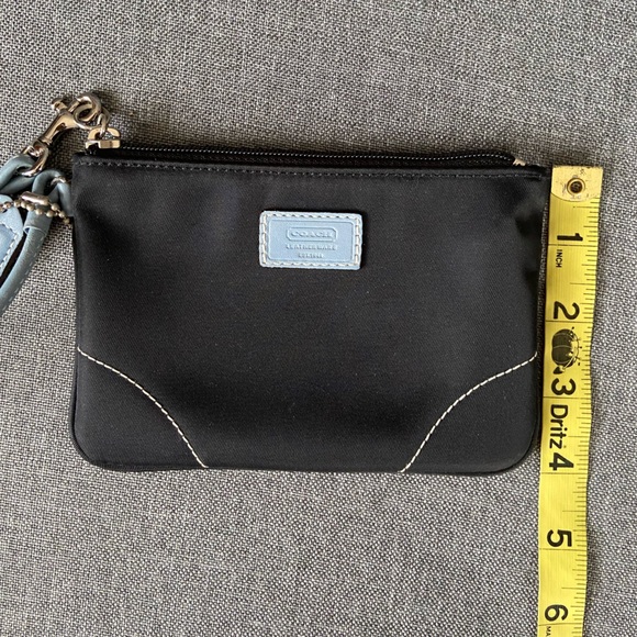 Coach Canvas Wristlet Black/Baby Blue - Picture 6 of 7